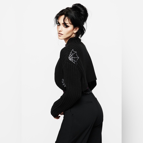 Disturbia Catch Feelings Embroidered Knit Bolero Size S - Picture 4 of 12